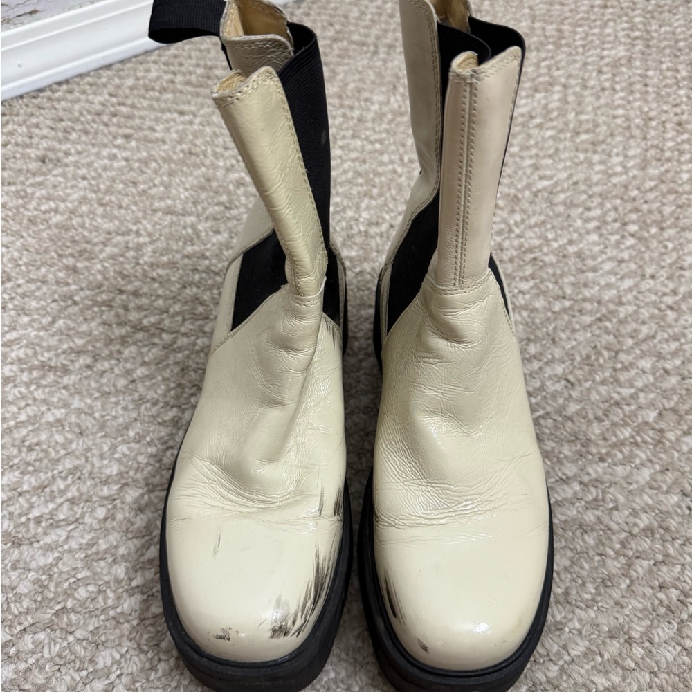 Leather Vagabond Boots cream black size 38
